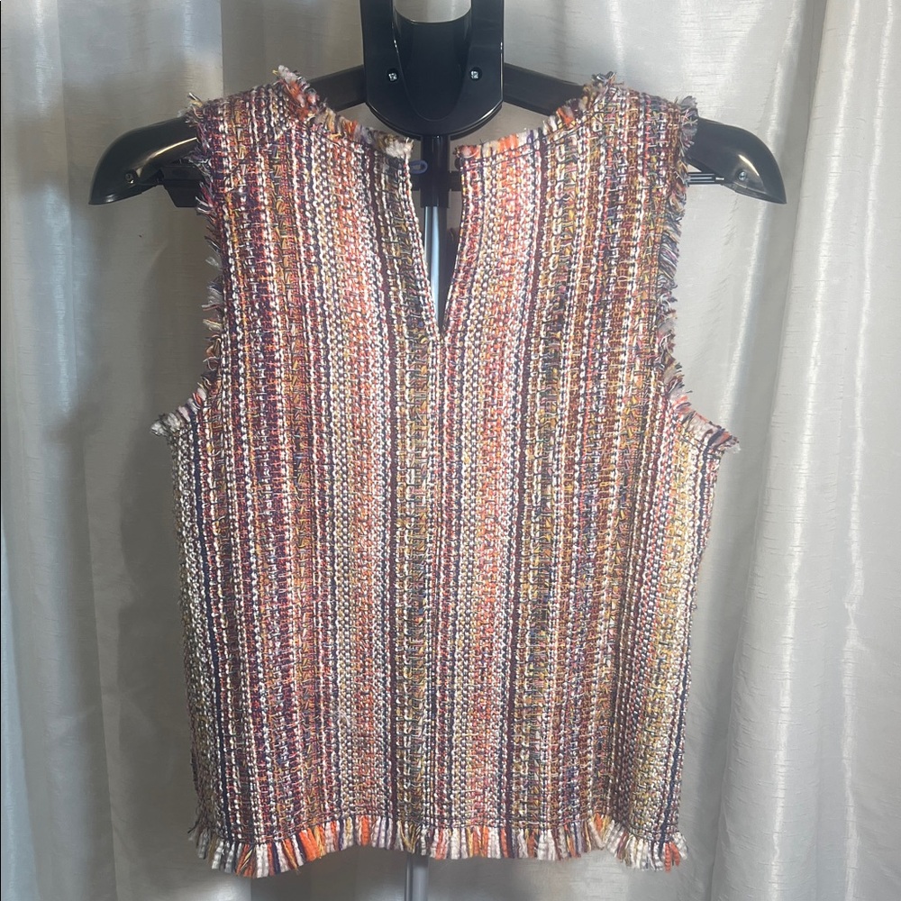 Anthropologie Sleeveless Fringe Tweed Top - Picture 6 of 8